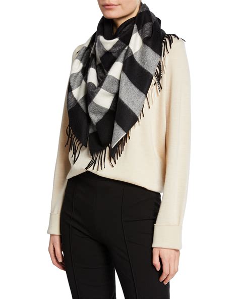 Burberry Half Mega Check Cashmere Bandana Scarf 